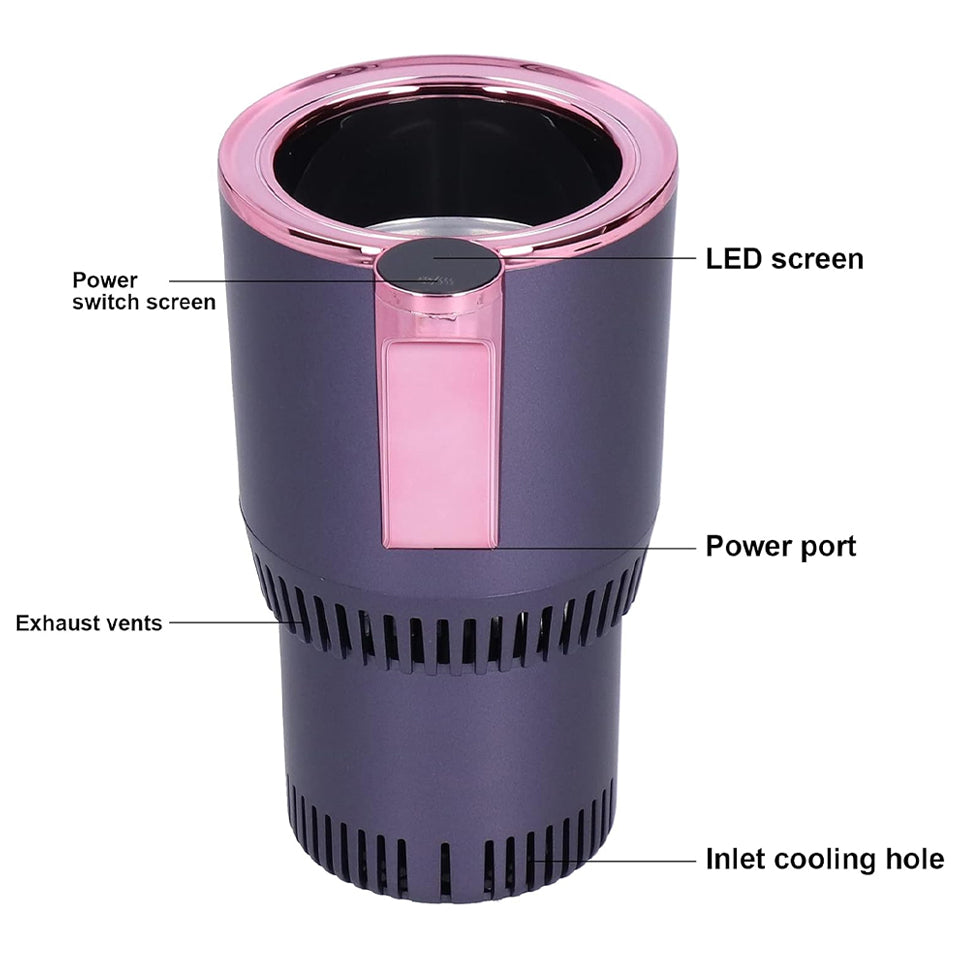 2-in-1 Car Cup Cooler and Warmer | Smart Auto Cup Holder with LED Display | Touch Control Drink Temperature Regulator