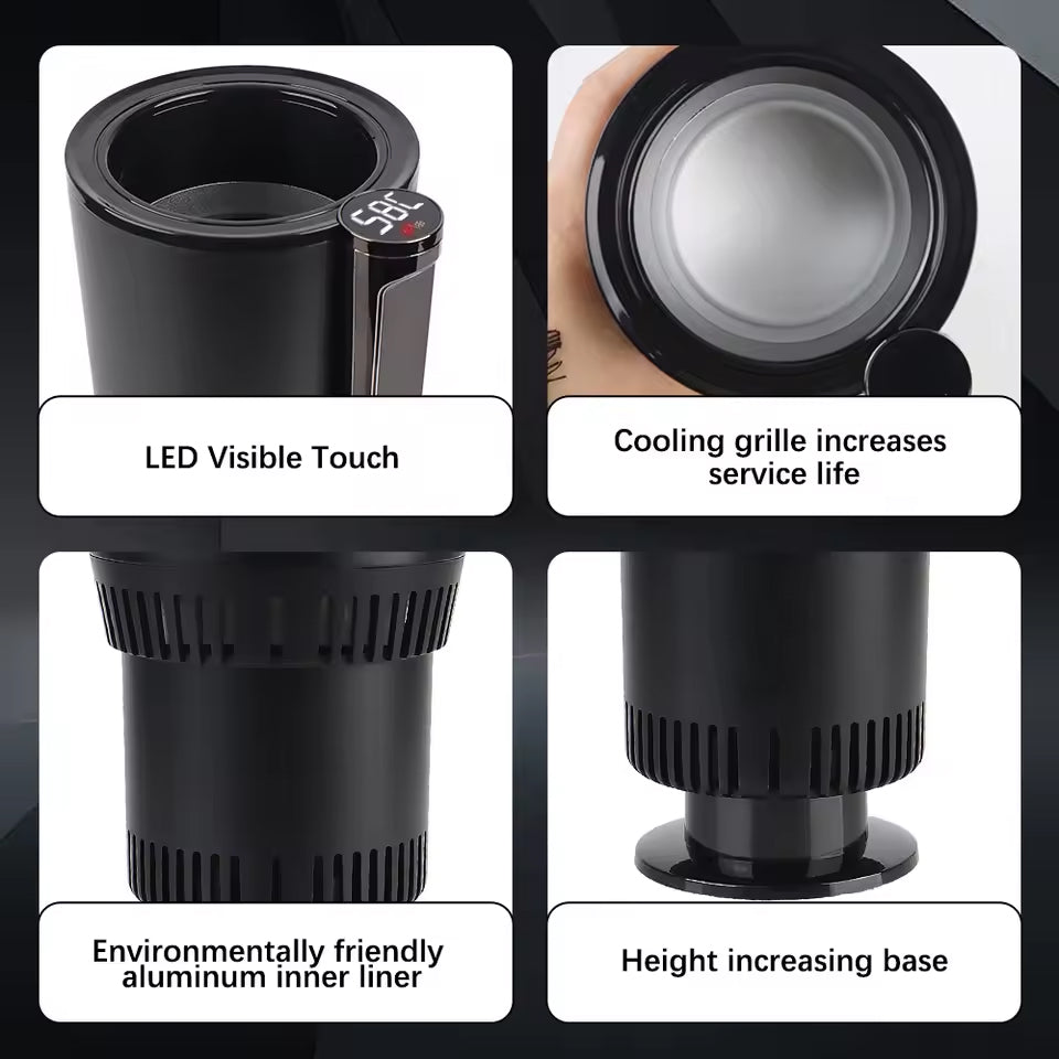 2-in-1 Car Cup Cooler and Warmer | Smart Auto Cup Holder with LED Display | Touch Control Drink Temperature Regulator