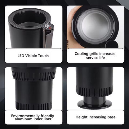 2-in-1 Car Cup Cooler and Warmer | Smart Auto Cup Holder with LED Display | Touch Control Drink Temperature Regulator