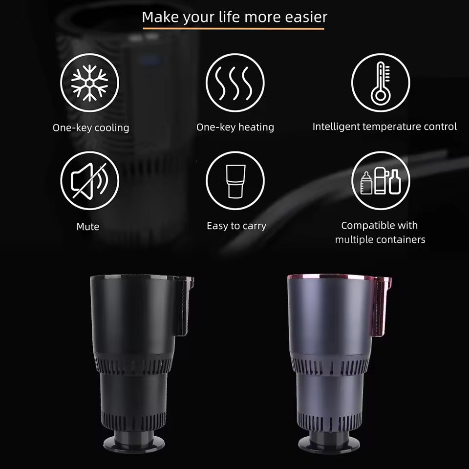 2-in-1 Car Cup Cooler and Warmer | Smart Auto Cup Holder with LED Display | Touch Control Drink Temperature Regulator