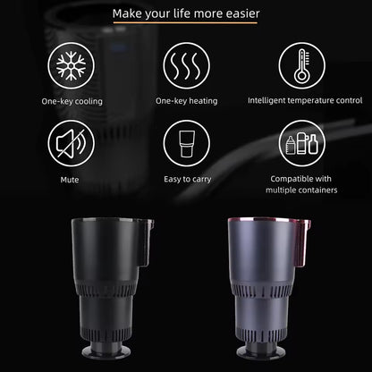 2-in-1 Car Cup Cooler and Warmer | Smart Auto Cup Holder with LED Display | Touch Control Drink Temperature Regulator