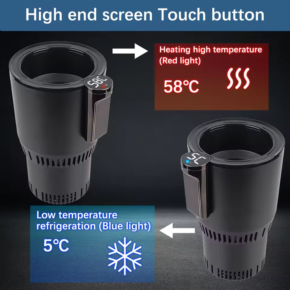 2-in-1 Car Cup Cooler and Warmer | Smart Auto Cup Holder with LED Display | Touch Control Drink Temperature Regulator