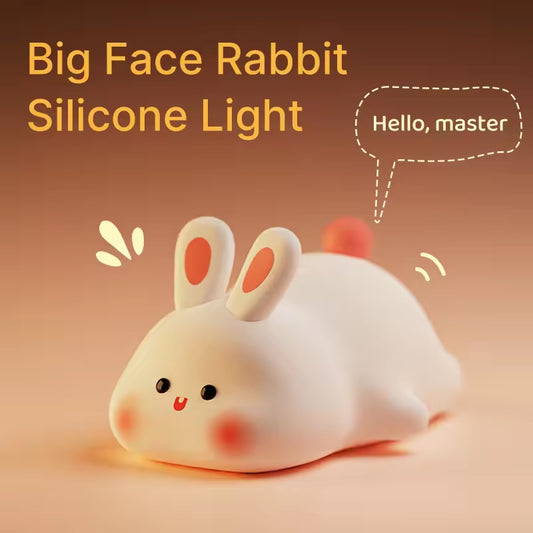 Cute Bunny Night Light | Soft Silicone LED Lamp | Tap Control | Rechargeable & Portable Bedside Light