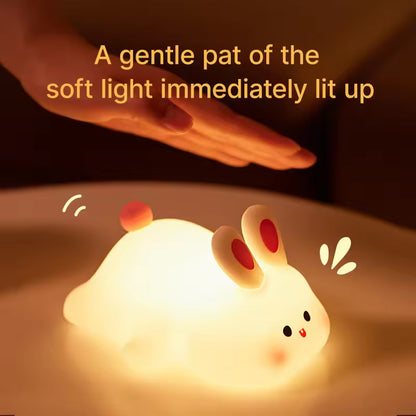 Cute Bunny Night Light | Soft Silicone LED Lamp | Tap Control | Rechargeable & Portable Bedside Light