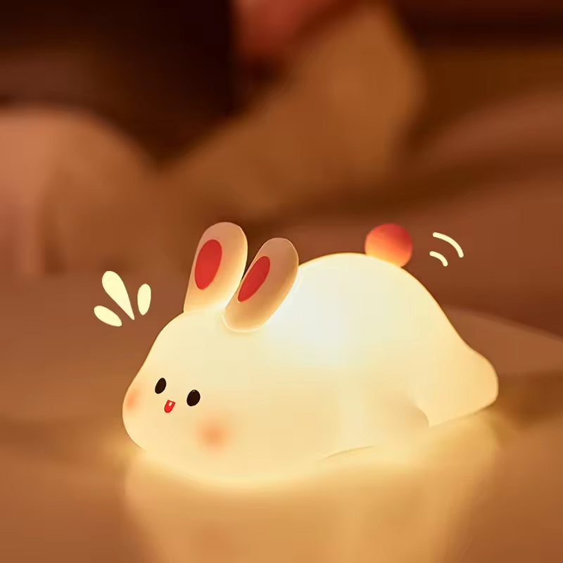 Cute Bunny Night Light | Soft Silicone LED Lamp | Tap Control | Rechargeable & Portable Bedside Light