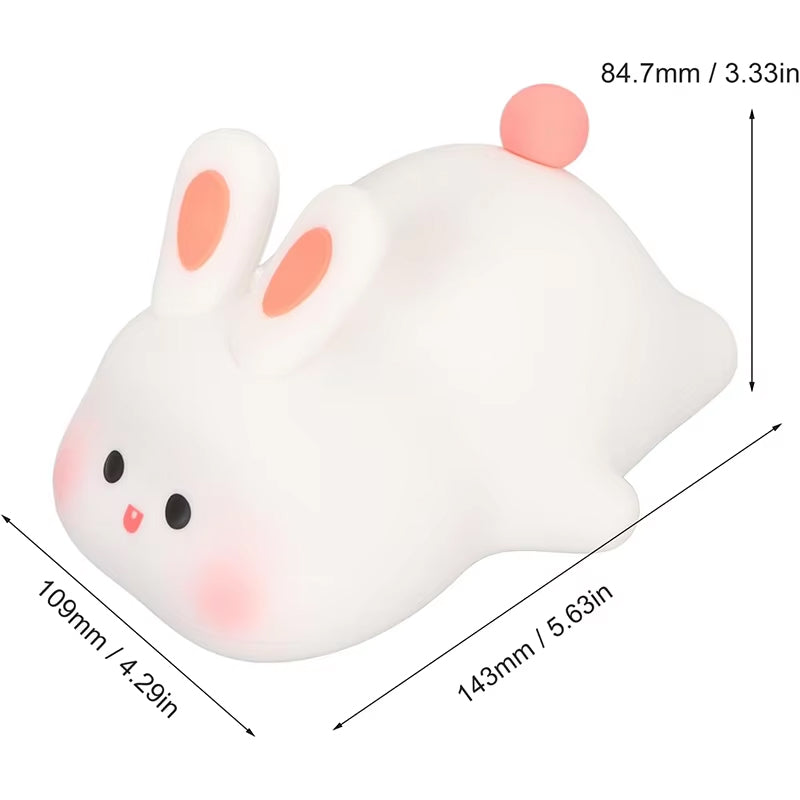 Cute Bunny Night Light | Soft Silicone LED Lamp | Tap Control | Rechargeable & Portable Bedside Light