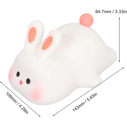 Cute Bunny Night Light | Soft Silicone LED Lamp | Tap Control | Rechargeable & Portable Bedside Light