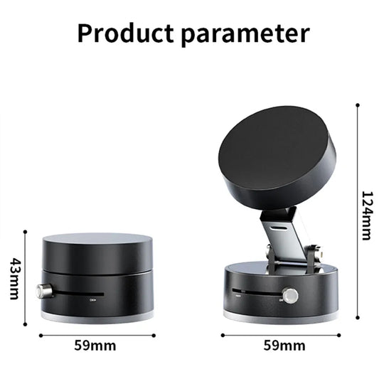 Foldable Magnetic Phone Holder with Vacuum Suction | Double-Sided Mount | 360° Adjustable | Portable Stand for All Smartphones