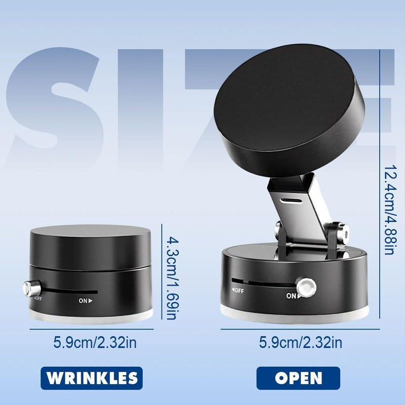 Foldable Magnetic Phone Holder with Vacuum Suction | Double-Sided Mount | 360° Adjustable | Portable Stand for All Smartphones