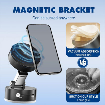 Foldable Magnetic Phone Holder with Vacuum Suction | Double-Sided Mount | 360° Adjustable | Portable Stand for All Smartphones