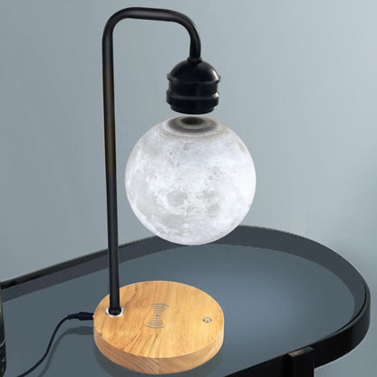 Levitating Moon Desk Lamp with Wireless Charger | Touch Control Floating LED Light | Modern Magnetic Table Lamp