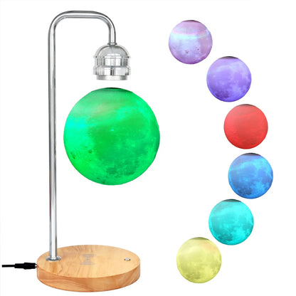 Levitating Moon Desk Lamp with Wireless Charger | Touch Control Floating LED Light | Modern Magnetic Table Lamp