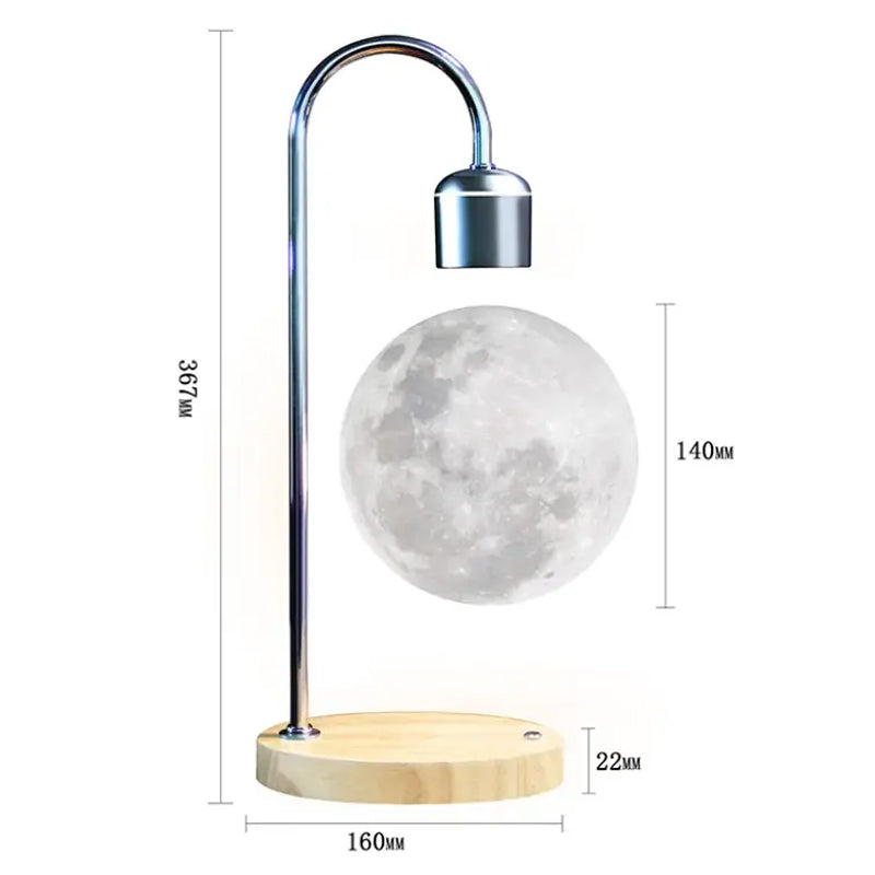 Levitating Moon Desk Lamp with Wireless Charger | Touch Control Floating LED Light | Modern Magnetic Table Lamp