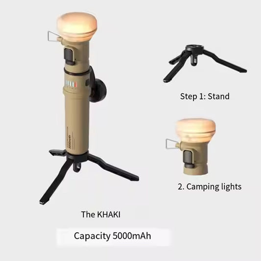 Rechargeable Camping Lantern with Power Bank | Portable Outdoor Light with Tripod Mount | Multi-Function LED Flashlight